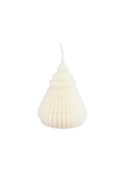 WHITE ORIGAMI XMAS TREE CANDLE DIA 7.7CM X 10CM
