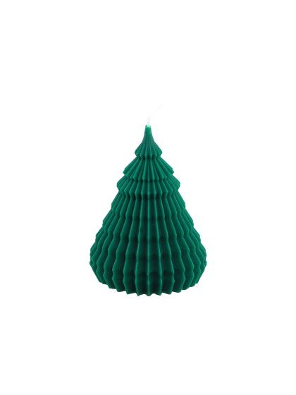 FOREST GREEN ORIGAMI XMAS TREE CANDLE DIA 7.7CM X 10CM
