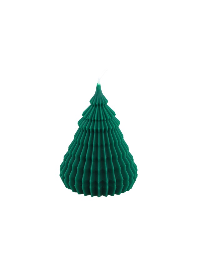 FOREST GREEN ORIGAMI XMAS TREE CANDLE DIA 7.7CM X 10CM