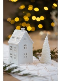 BOUGIE SAPIN BLANC DIA 6.5CM X 12.8CM