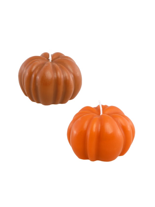 PUMPKIN CANDLE 2 ASSORTED COLORS DIA 6.8CM X 4.6CM 