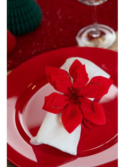 WEIHNACHTSSTERN ROT PAILLETTEN AUF CLIP 12CM X 14CM X 4CM