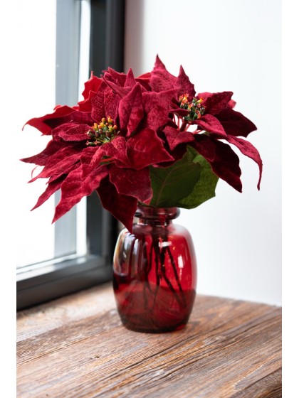 STIEL WEIHNACHTSSTERN SAMT ROUGE/BORDEAUX 2 SORT. DIA 24CM X 53CM