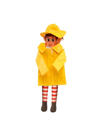YELLOW PU RAINCOAT + HAT OUTFIT ELF BEHAVIN BADLY 11.5CM X 0.5CMX 16CM