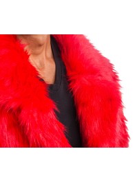 RED FAKE FUR JACKET M