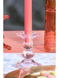 KERZENHALTER FACKELKERZE GLAS BLUME ROSA WATER DIA 8CM X 10CM