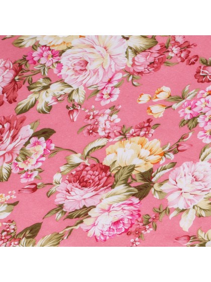 TISCHLÄUFER STOFF BLUMEN ROSA 28CM X 3M