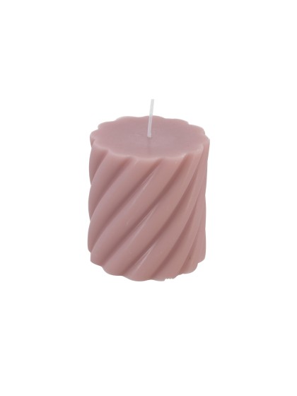 SÄULENKERZE GEDREHT ALT ROSA DIA 7CM X 7.5CM