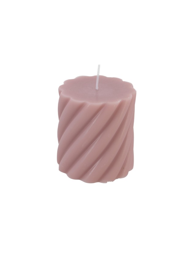 SÄULENKERZE GEDREHT ALT ROSA DIA 7CM X 7.5CM