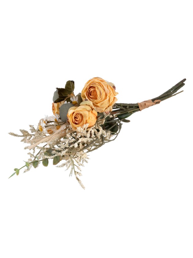 BLUMENSTRAUSS ROSA MARGERITEN LAUB GELB 38CM