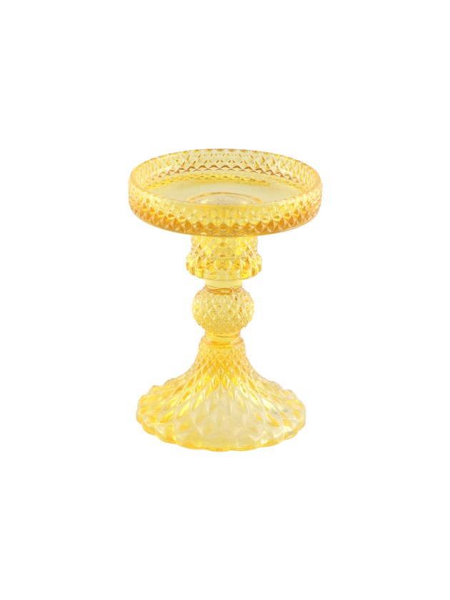KERZENHALTER GLAS GELB MACARENA PM DIA 8.8CM X 11.8CM