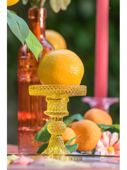 KERZENHALTER GLAS GELB MACARENA PM DIA 8.8CM X 11.8CM