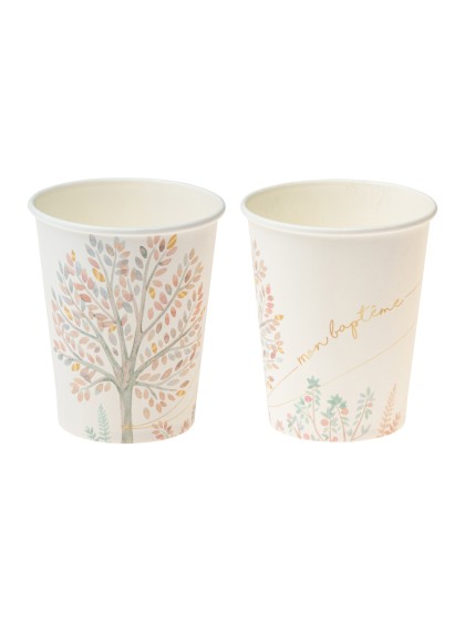 8 BECHER 250ML PLASTIC FREE MEINE TAUFE DIA 5.2CM X 8.8CM / DIA HAUT 7.5CM