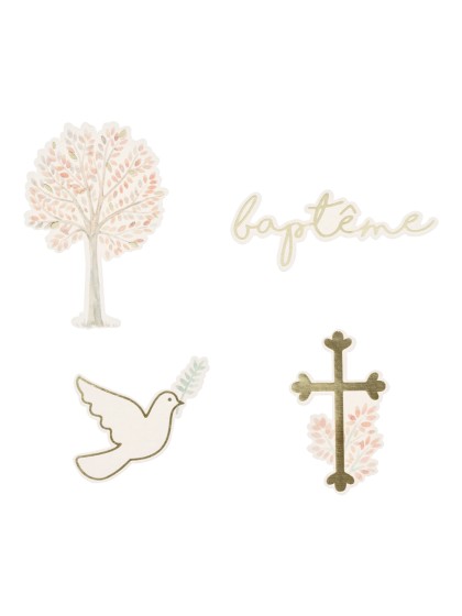 SET OF 24 CARTON CONFETTI MON BAPTEME 4CM X 3CM