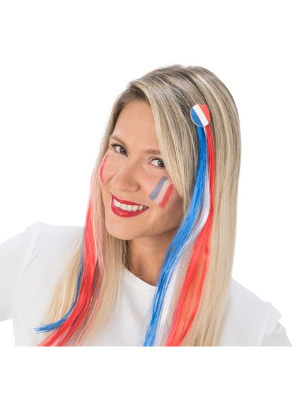 SET DE 2 BARRETTES DRAPEAU SUPPORTER FRANCE 5.5CM X 38CM