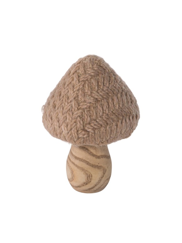 PILZ TRICOT BEIGE AUF HOLZFUSS DIA 9.5CM X 14CM