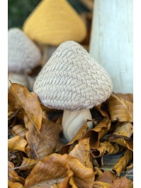 PILZ TRICOT BEIGE AUF HOLZFUSS DIA 9.5CM X 14CM