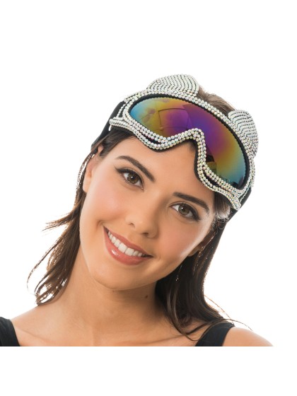 LUNETTES MASQUE DE SKI CHAT AVEC STRASS 18CM X 13CM