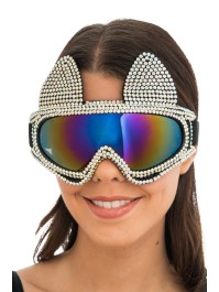 LUNETTES MASQUE DE SKI CHAT AVEC STRASS 18CM X 13CM