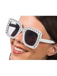 BRILLE WEISS MIT STRASS 15 cm x 14,5 cm x 6,5 cm