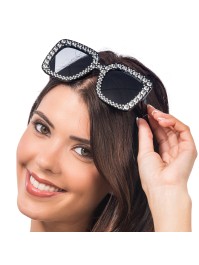 BRILLE SCHWARZ MIT STRASS 15 cm x 14,5 cm x 6,5 cm