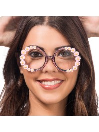 LUNETTES A FLEURS ET STRASS ROSES 14CM X 15CM X 6CM