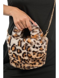 TÜTE KUNSTFELL LEOPARD 22CM x 12CM X 22CM