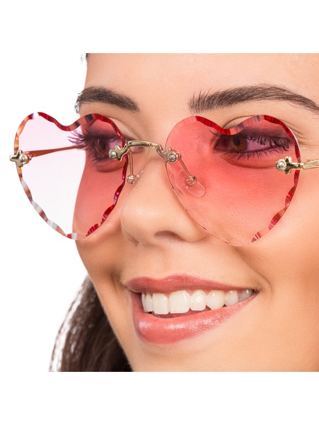 LUNETTES BRANCHES METAL FORME COEUR ROSE 14CM X 14CM X 5.5CM