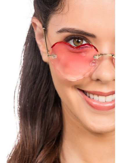 BRILLE ÄSTE METALL FORM HERZ ROSA 14CM X 14CM X 5.5CM