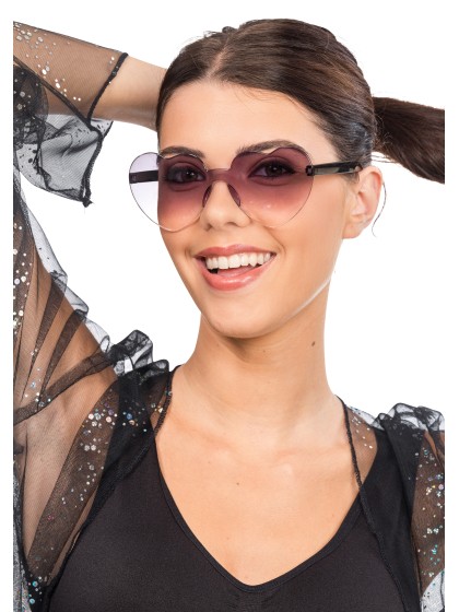 LUNETTES PLASTIQUE FORME COEUR VERRES FUMES NOIR 14CM X 14CM X 5.5CM
