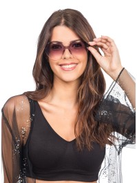 LUNETTES PLASTIQUE FORME COEUR VERRES FUMES NOIR 14CM X 14CM X 5.5CM