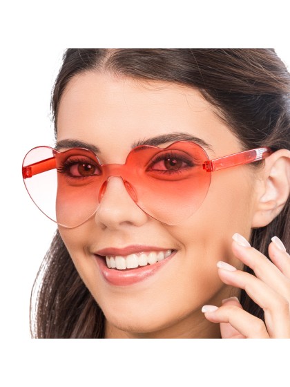BRILLE KUNSTSTOFF FORM HERZ GETONTE GLASER ROT 14CM X 14CM X 5.5CM