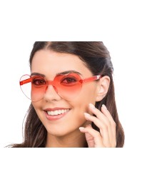 LUNETTES PLASTIQUE FORME COEUR VERRES FUMES ROUGE 14CM X 14CM X 5.5CM