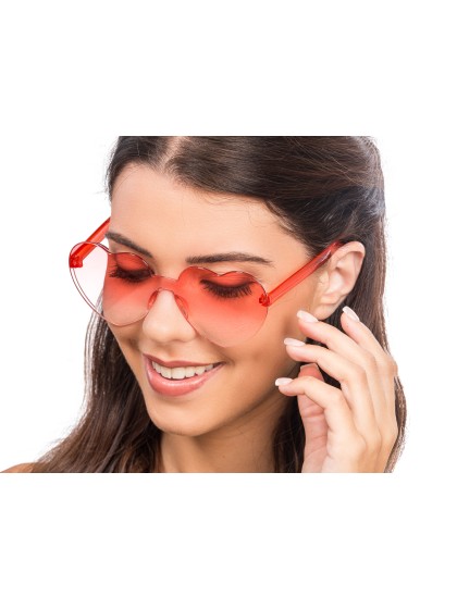 RED PLASTIC HEART SHAPED GLASSES 14CM X 14CM X 5.5CM