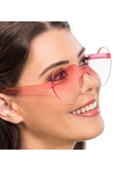 BRILLE KUNSTSTOFF FORM HERZ GETONTE GLASER ROSA 14CM X 14CM X 5.5CM