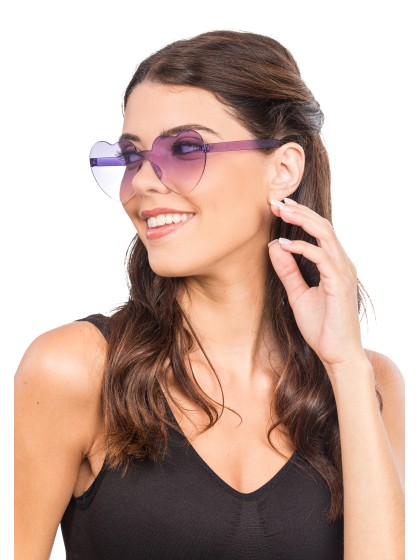 PURPLE PLASTIC HEART SHAPED GLASSES 14CM X 14CM X 5.5CM