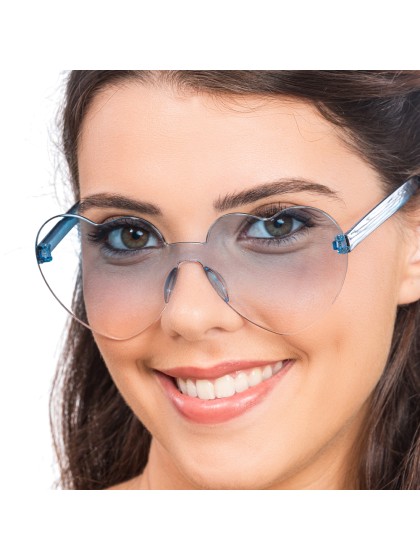 LUNETTES PLASTIQUE FORME COEUR VERRES FUMES BLEU 14CM X 14CM X 5.5CM