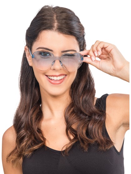 BRILLE KUNSTSTOFF FORM HERZ GETONTE GLASER BLAU 14CM X 14CM X 5.5CM