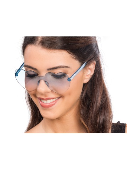 LUNETTES PLASTIQUE FORME COEUR VERRES FUMES BLEU 14CM X 14CM X 5.5CM