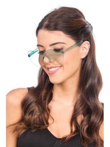GREEN PLASTIC HEART SHAPED GLASSES 14CM X 14CM X 5.5CM