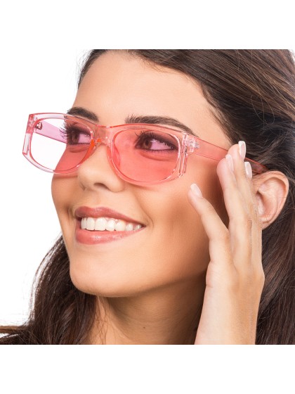 LUNETTES TRANSPARENTES ROSES 14CM X 15CM X 4.5CM