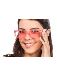 LUNETTES TRANSPARENTES ROSES 14CM X 15CM X 4.5CM