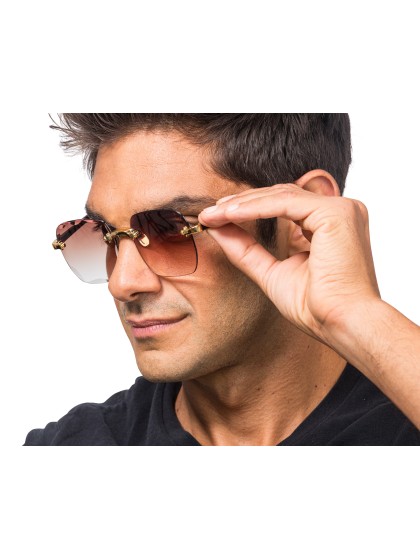LUNETTES SANS MONTURE VERRES FUMES MARRONS 15CM X 14CM X 5.3CM