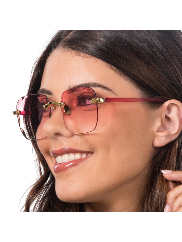 LUNETTES SANS MONTURE VERRES FUMES ROSES 15CM X 14CM X 5.3CM