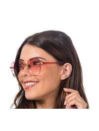 LUNETTES SANS MONTURE VERRES FUMES ROSES 15CM X 14CM X 5.3CM