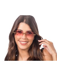 LUNETTES SANS MONTURE VERRES FUMES ROSES 15CM X 14CM X 5.3CM