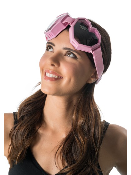 PINK HEART SHAPED FRAME MASK 20CM X 7.5CM