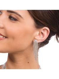BOUCLES D’OREILLES STRASS ARGENT 1.5CM X 7CM