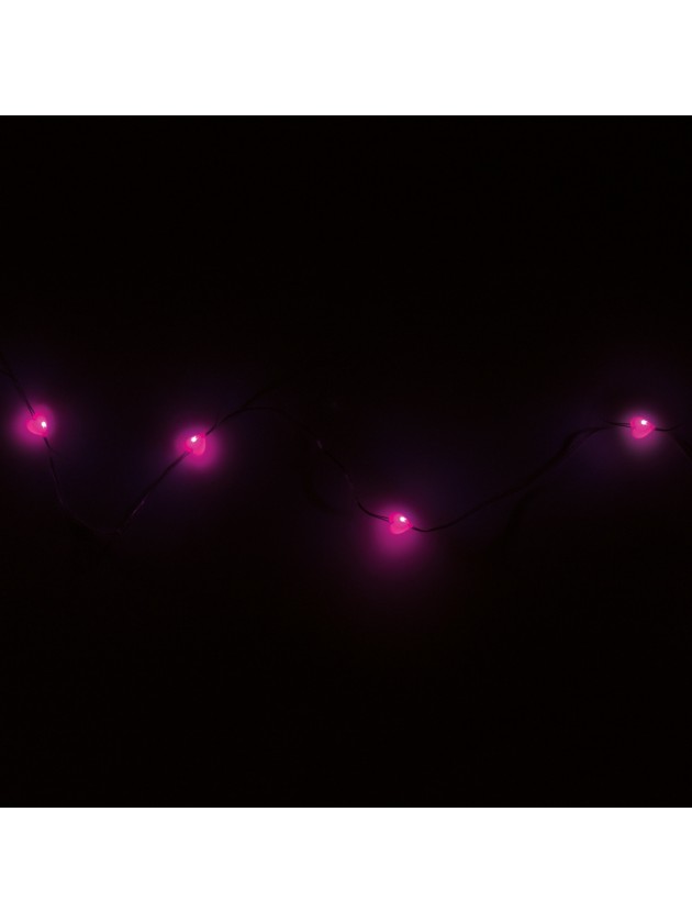 GIRLANDE 20 LEDs HERZEN ROSA 2M