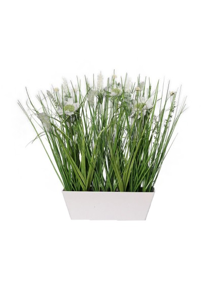 WHITE ARTIFICIAL FLOWERS IN POT 37CM
